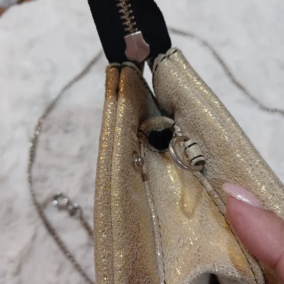 Mini Bag Leather Gold Shimmer Chain Strap - Picture 4 of 7